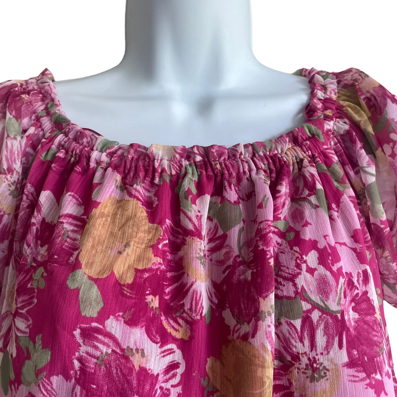 WAYF Women Crop Top‎ S Pink Abstract Floral Cottage Whimsical Fairy Festival NEW - Image 5