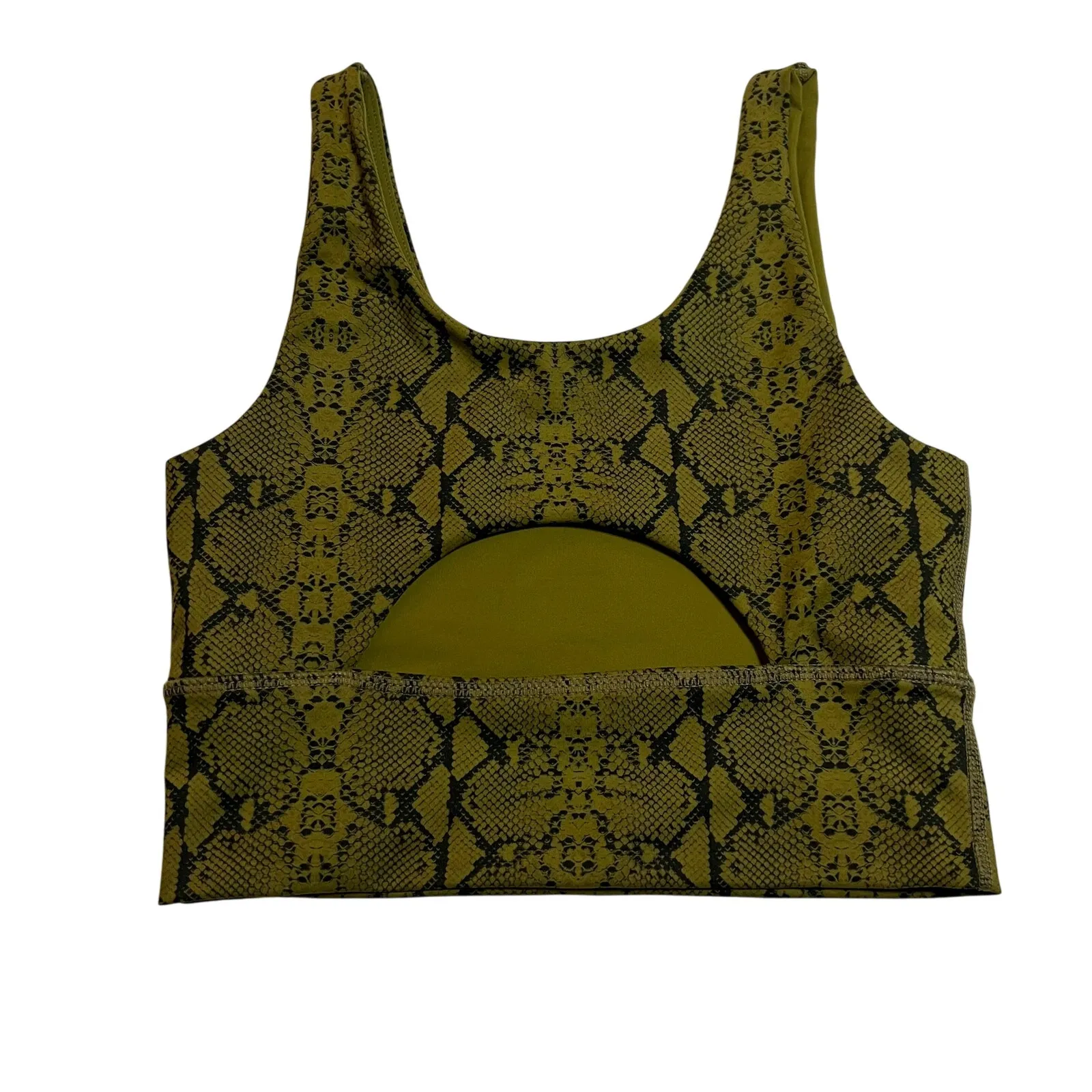 DYI Define Your Inspiration Snake Print Scoop Neck Sports Bra Size S Workout Gym Green - Image 2