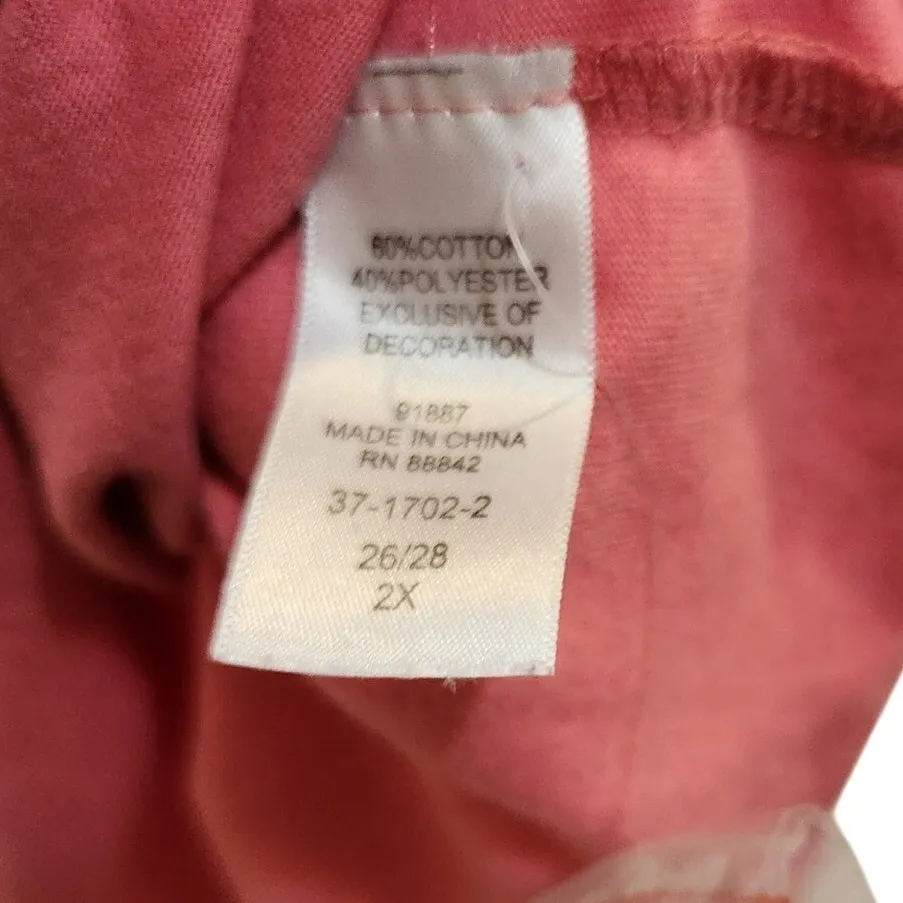 Woman Within Short Sleeve Blouse Coral Eyelet Henley Tee Size 26/28 2XL 3XL - Image 6