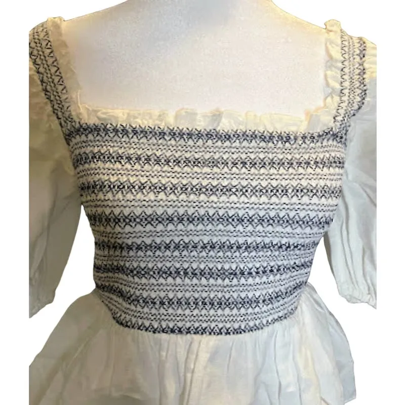 Something Navy  Linen Blend Smocked Top - Size Small NWT - Image 3