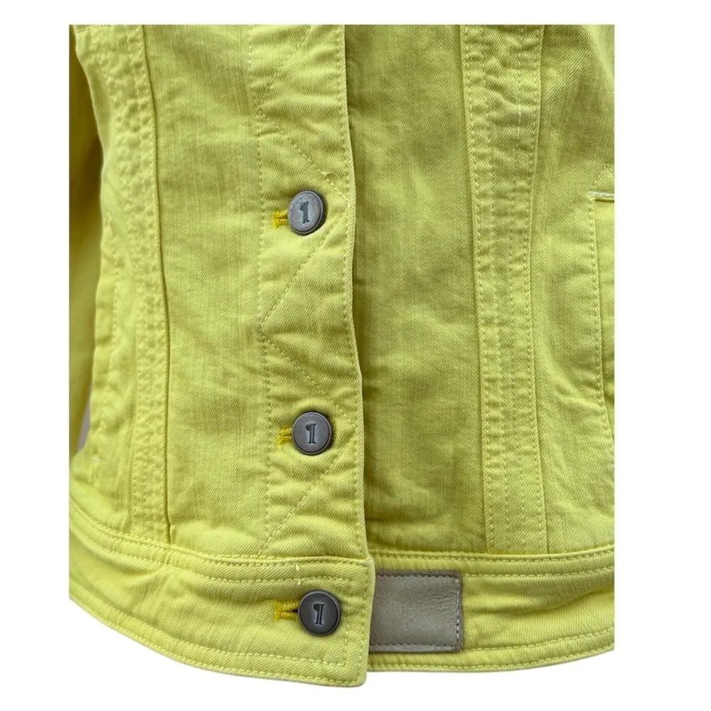 Canary Yellow Cropped Denim Jacket Button Up Small - Image 3