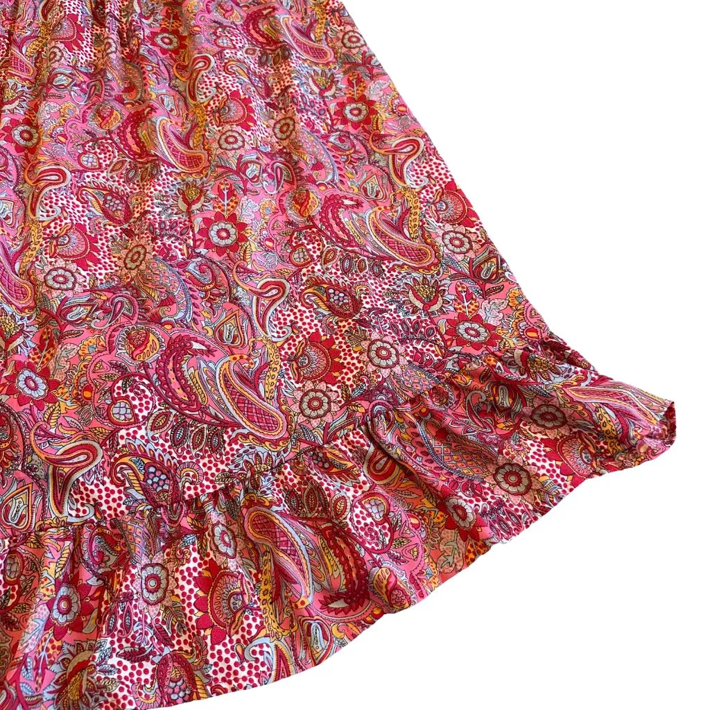 Boemo Bohemian Print Maxi Dress Short Sleeve Flowy Colorful Size Medium NWOT Red - Image 4