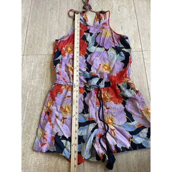 Loft Outlet Romper Women's XSP‎ Colorful Floral Sleeveless Side Pockets - Image 4