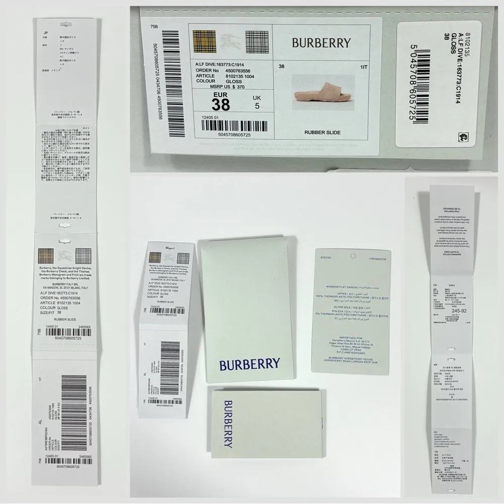 Burberry Dive Embossed Check Pool Slide Sandals Pink Gloss 38 8 NEW - Image 15