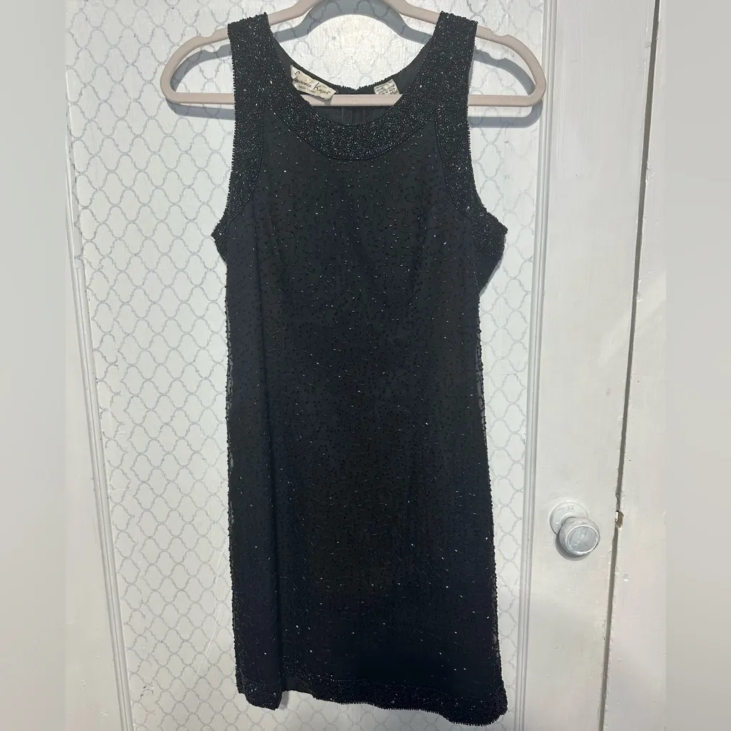 Laurence kazaar beaded silk holiday sheath dress cardigan bolero set medium - Image 11