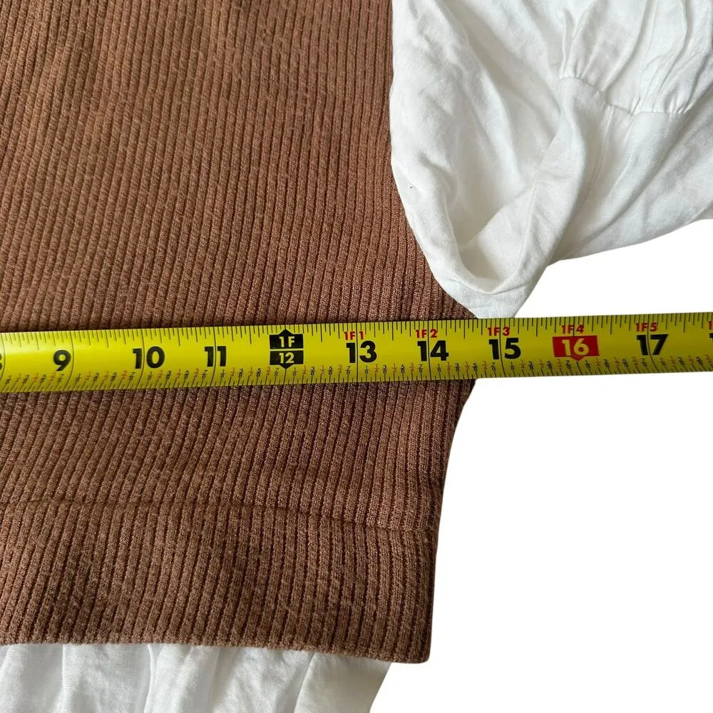 Anthropologie Brown/White Ribbed Sweater Women Size Small | 33-8 - Image 6