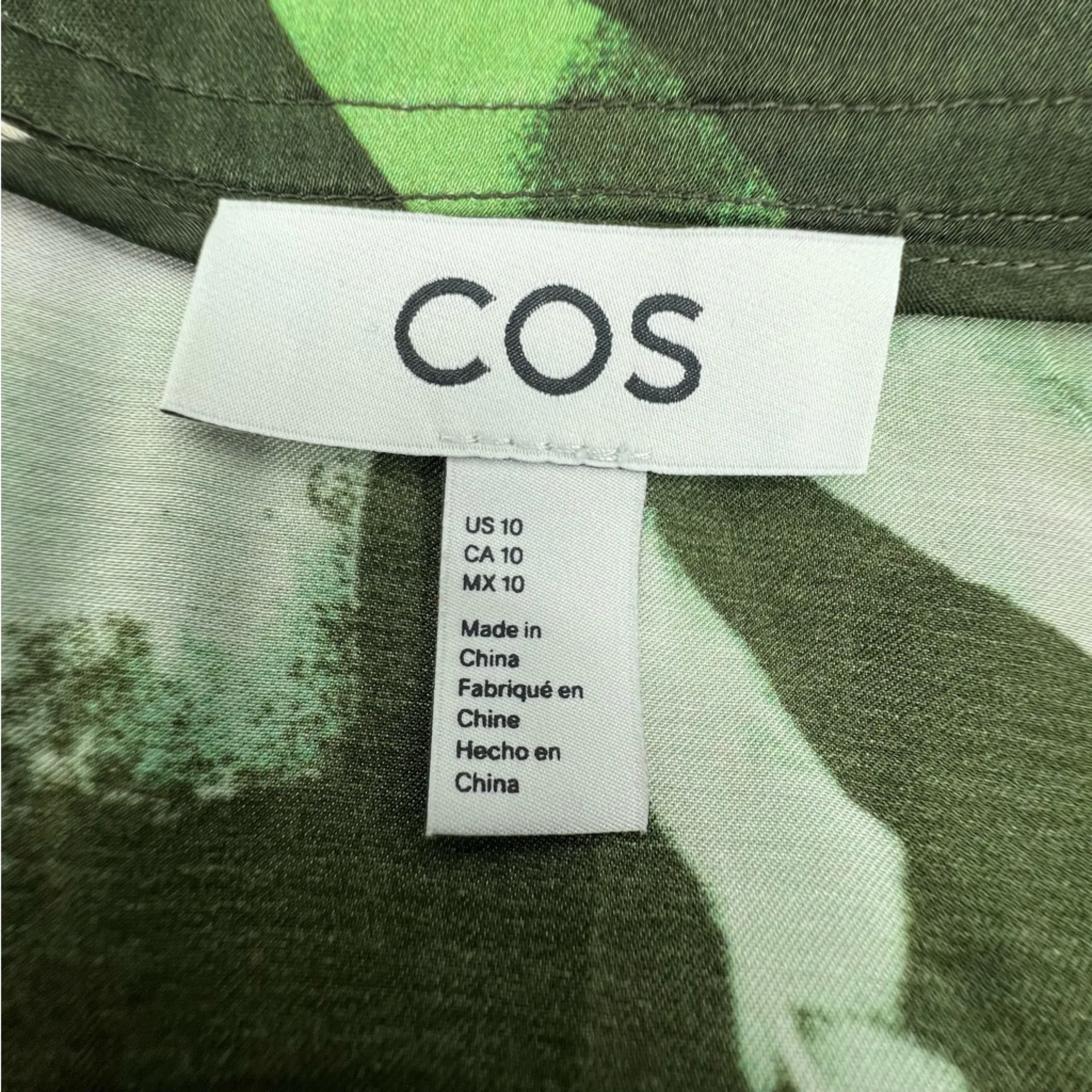 COS DRAPED ASYMMETRIC MIDI SKIRT GREEN FLORAL SZ 10 - Image 5