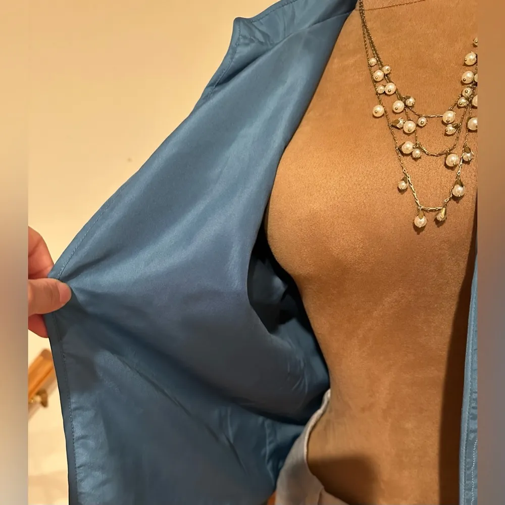 Alfred Dunner Light Blue No Button Jacket. Blue Detailed Thread Sz 14. L… - Image 5