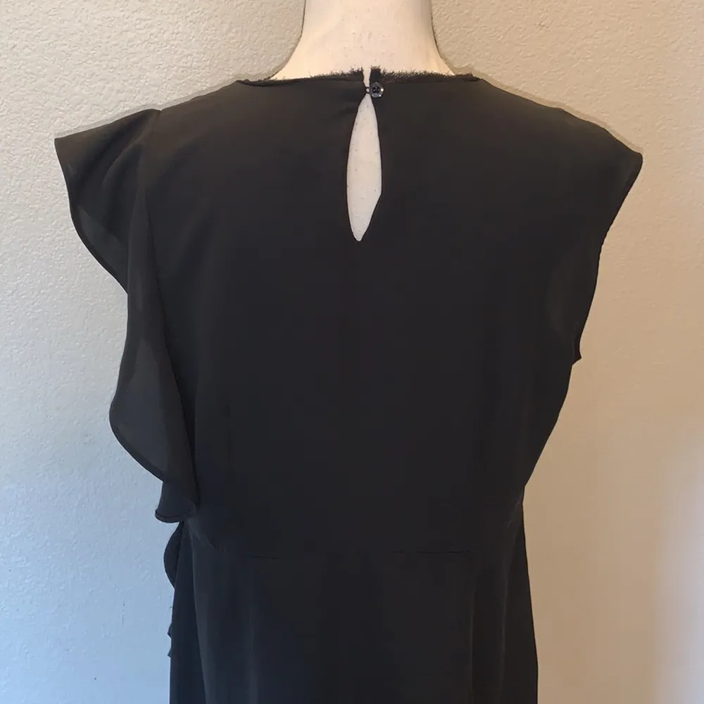 Simply Vera Vera Wang black side ruffle sleeveless midi dress - Image 9