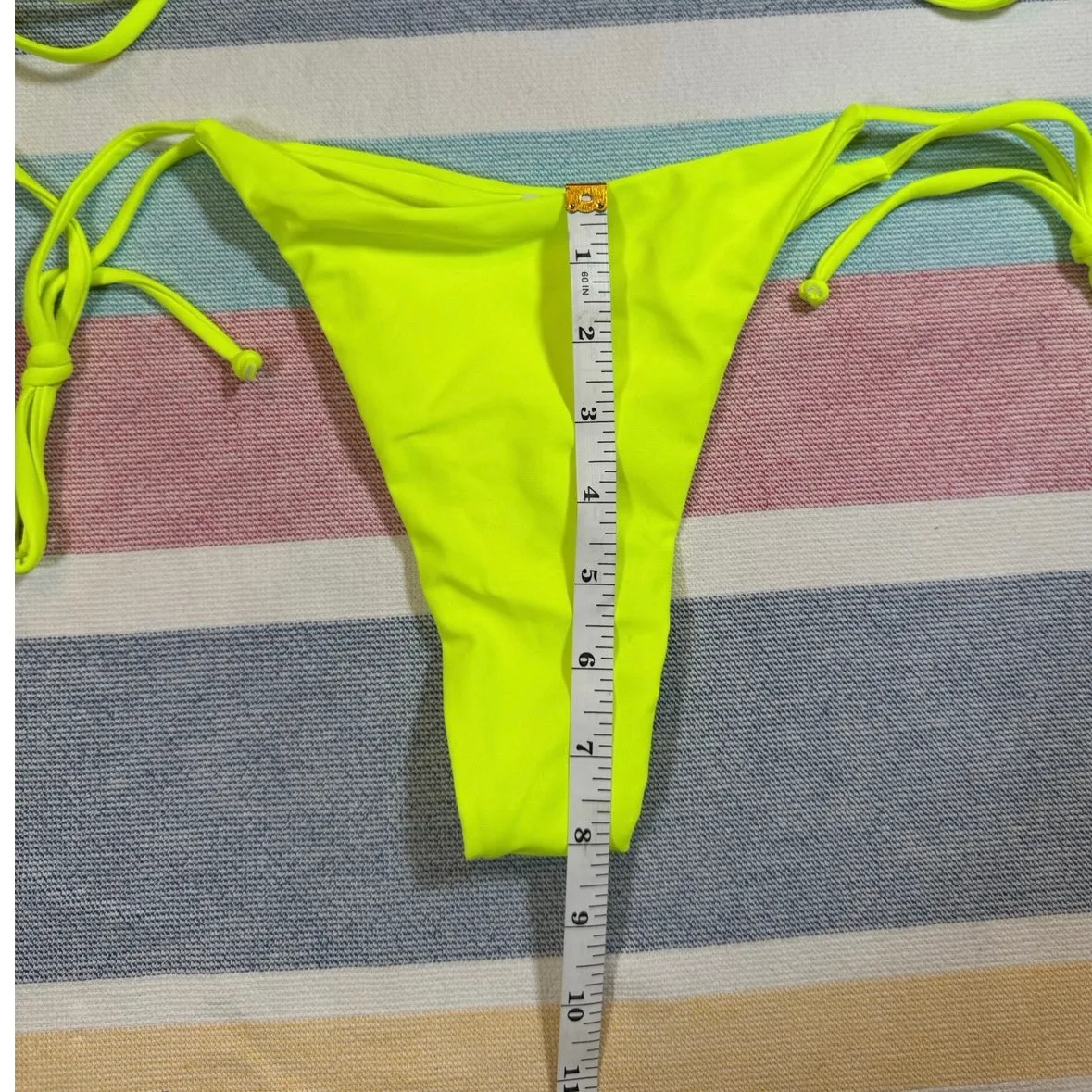 NWOT Neon Yellow Tie Bikini Set – Size Medium - Image 7