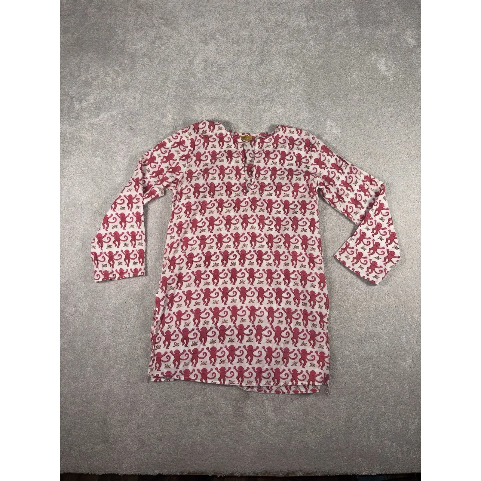 Roberta Roller Rabbit Pink Monkeys Print Beach Tunic Top Size XS Cotton Resort - Image 6