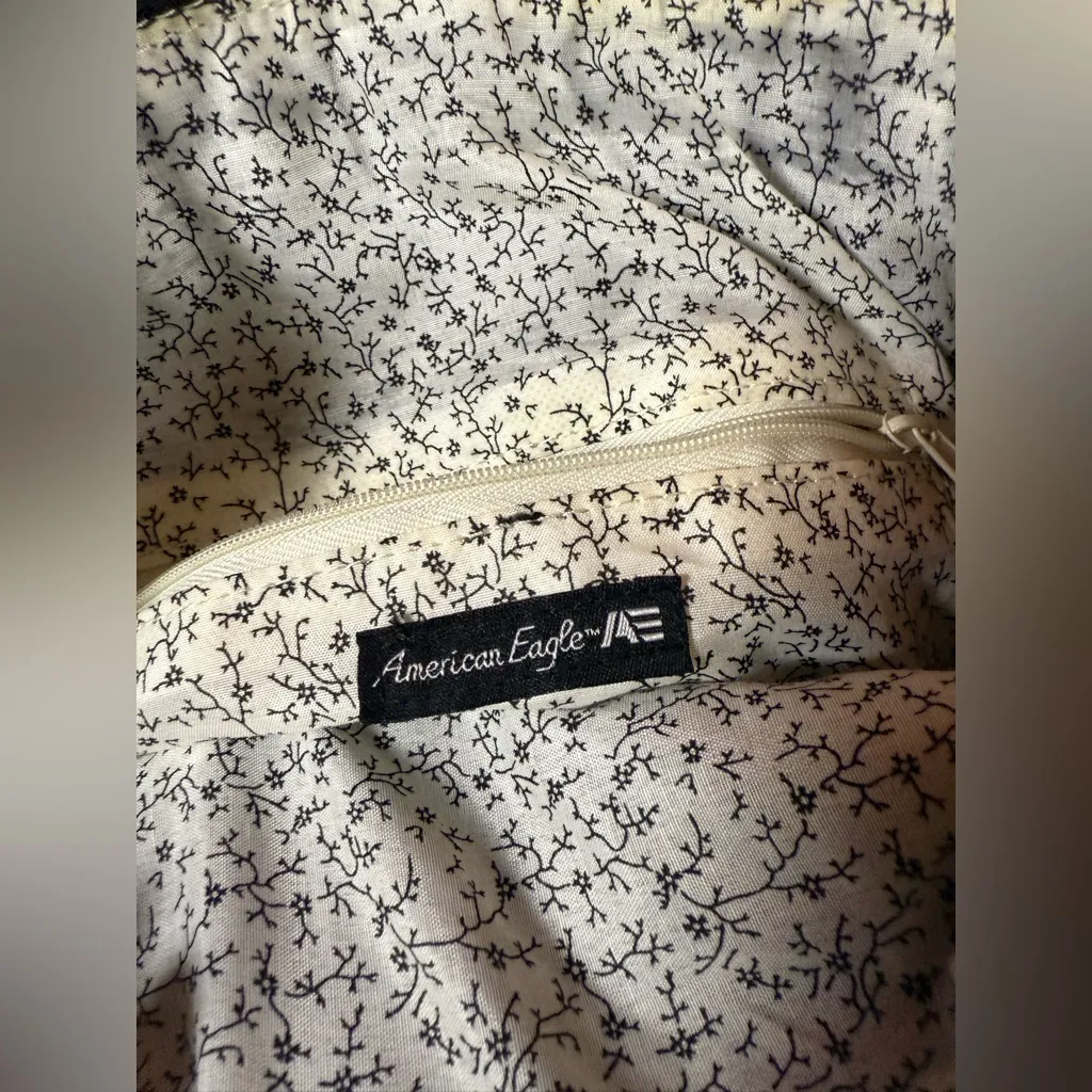 American Eagle Purse Black Long Shoulder Strap Hand Carry Lined Zipper Closure - Image 5