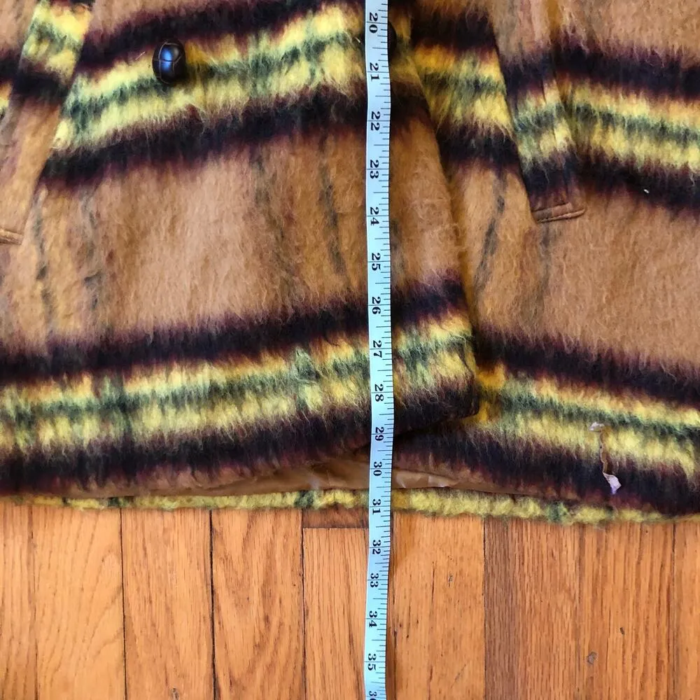 VIGOSS NWT Womens Lemon Brown Tan Yellow Plaid Double Breasted Peacoat Large - Image 7