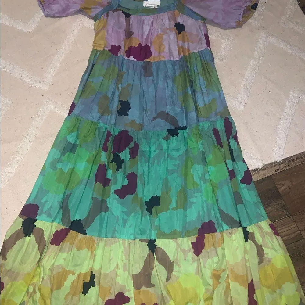 Caroline Tiered Maxi Dress color block anthropologie silk boho spring classic - Image 10