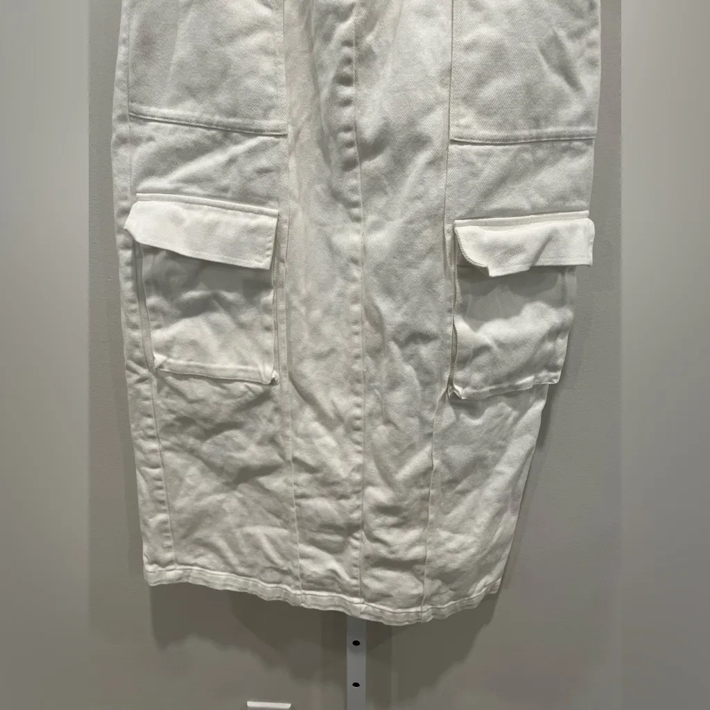 Silk Laundry Canvas Cargo‎ Skirt Size XS White - Image 6