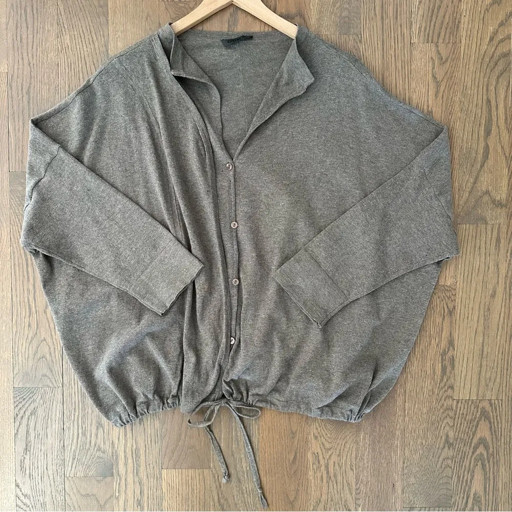 Oska Cashmere Blend Drawstring Waist Oversize Cardigan Sweater Light Brown Large - Image 5