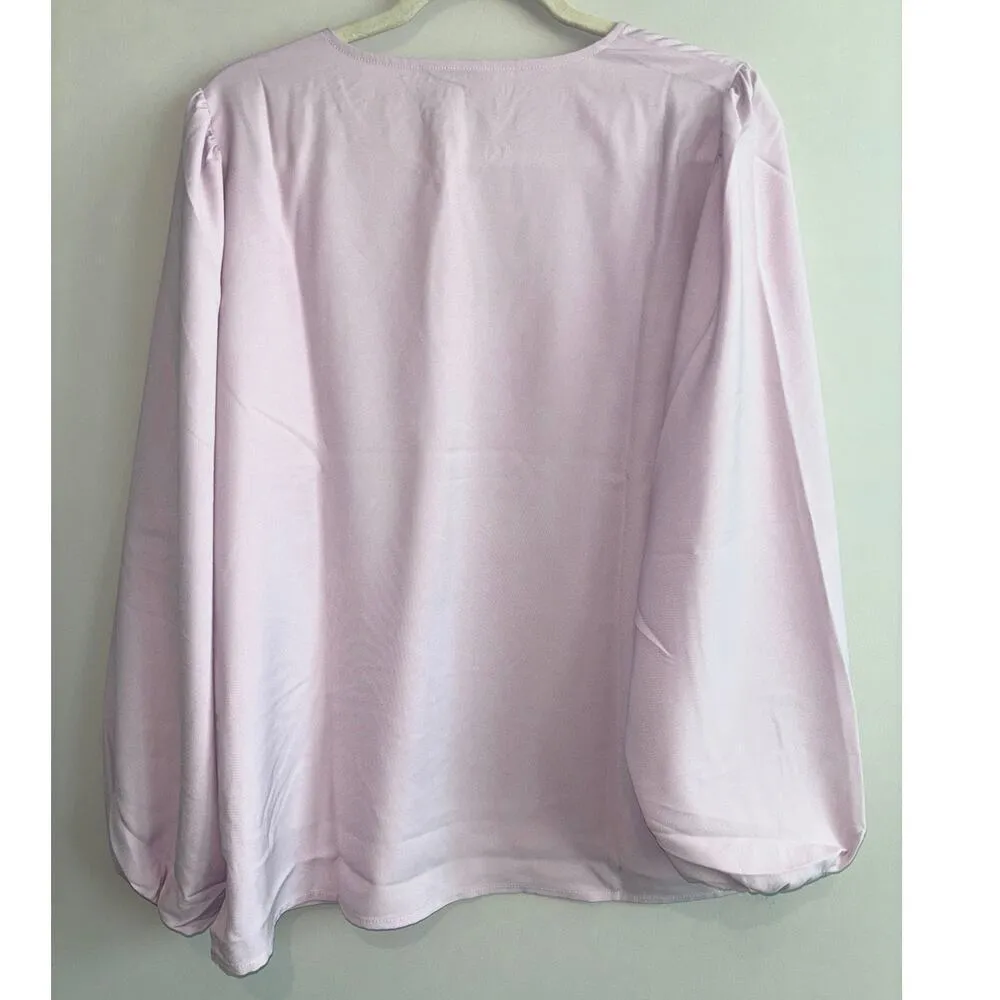 NWT J.Crew Puff-Sleeve Satin Back Crepe Top In Lavender Size Large Tall - Image 5