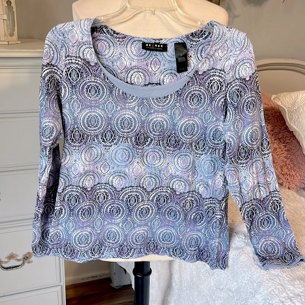 Axcess Liz Claiborne Blue Print Long Sleeve - Image 2