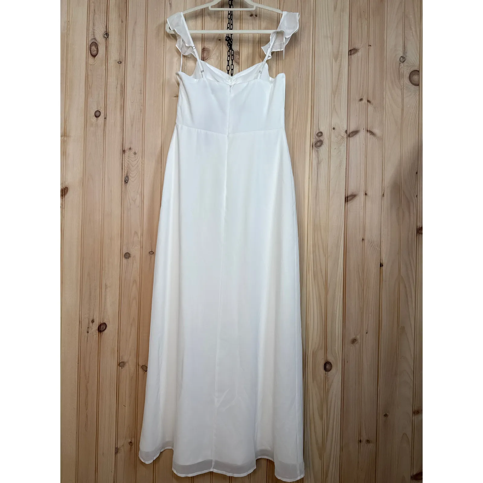 NWT Lulus The Way to Love White Ruffled Maxi Dress Resortwear Cut Out Size M - Image 8