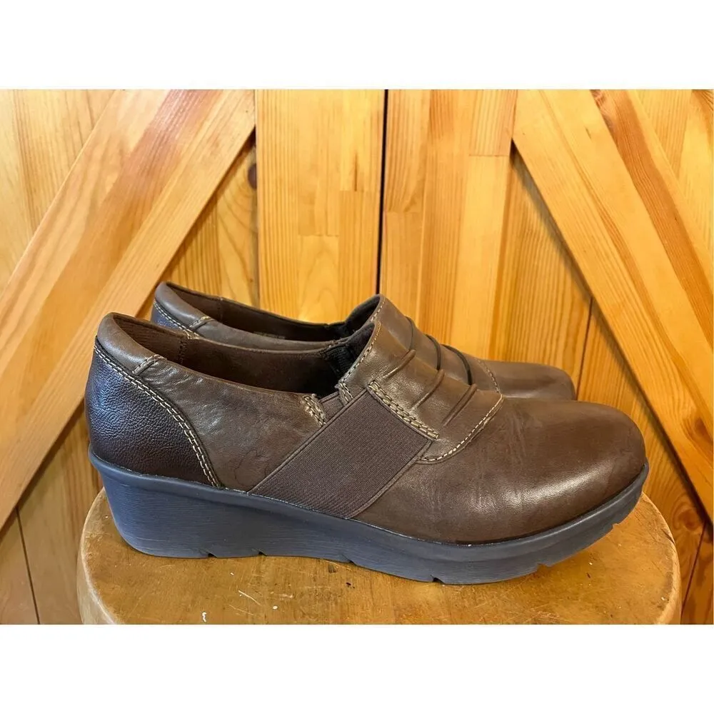 Earth Origins Women’s Wedged Loafers Darlene Brown Leather  Size 10 - Image 3