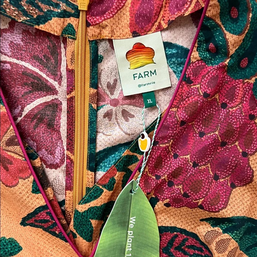 Farm Rio Anthropologie Women’s Orange Flowerdoscopic Floral Print Midi Dress XL - Image 4