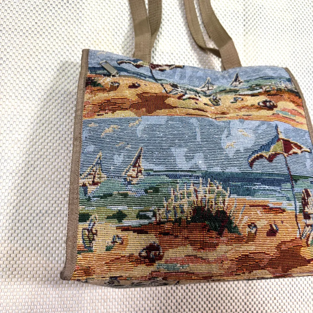 Jade Vintage Tapestry Beach Theme Tote Bag Tan - Image 12