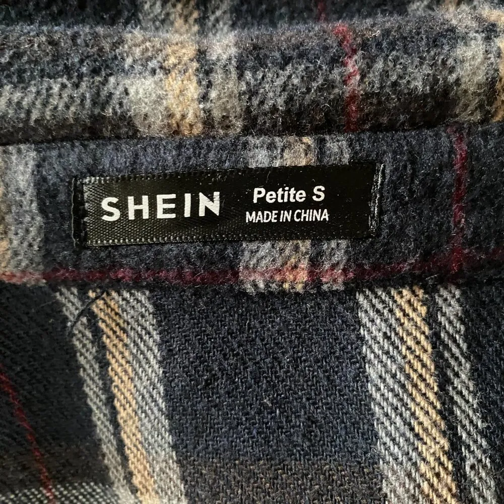 women's PS black plaid long sleeve collared button down flannel shirt - Image 8