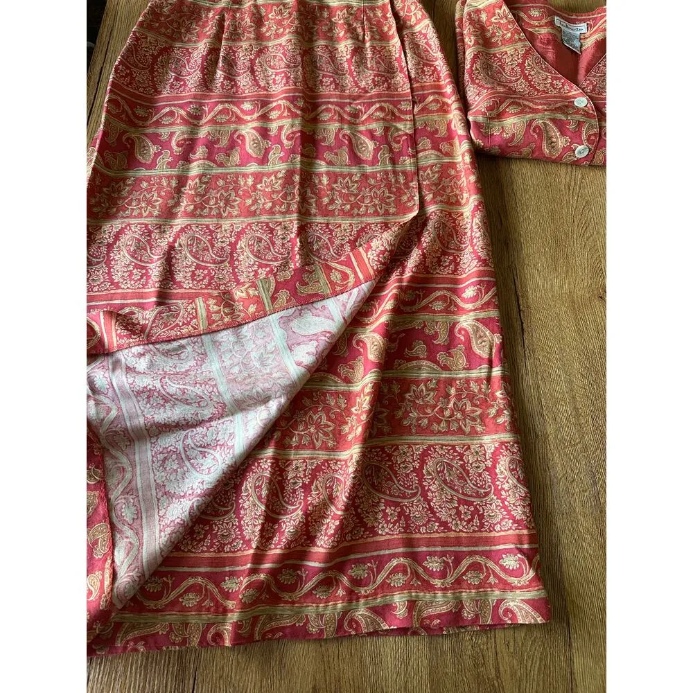 Talbots Vtg Paisley Patterned Two Piece Vest & Skirt Set - Image 8