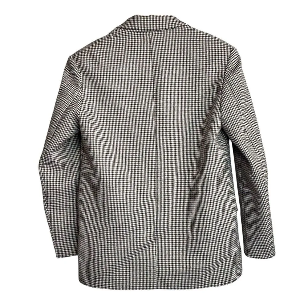 zara blazer womens xL brown black check plaid oversized relaxed double Breasted - Image 2