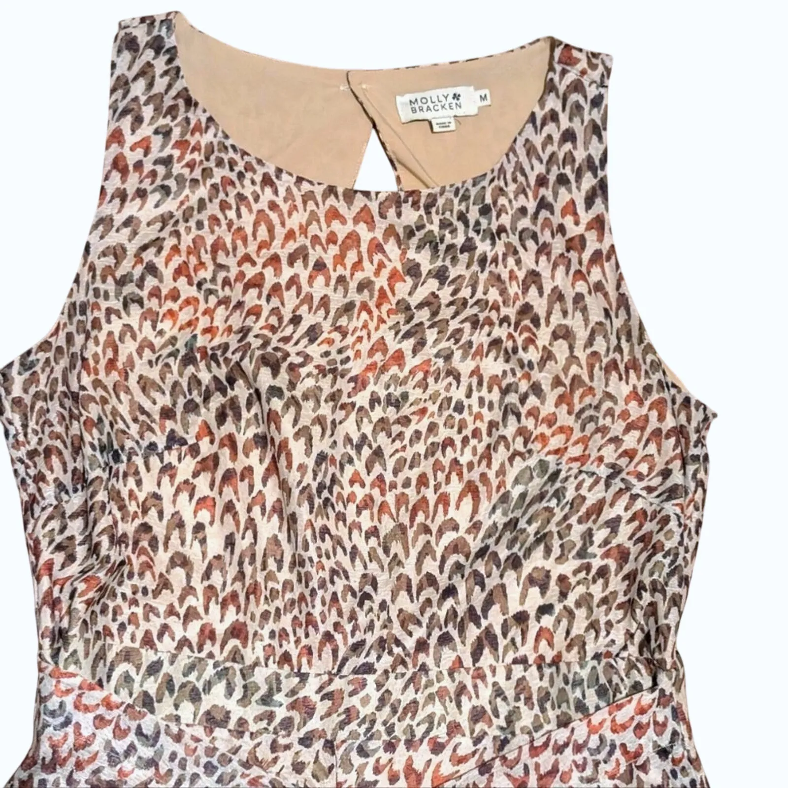 Molly Bracken Womens M Jumpsuit Outfit Tie Waist Wrap Wide Leg Dressy Leopard - Image 3