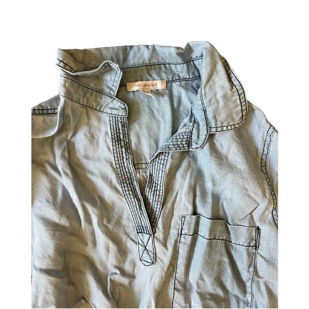 Skies Are Blue  chambray denim pullover top - Image 7