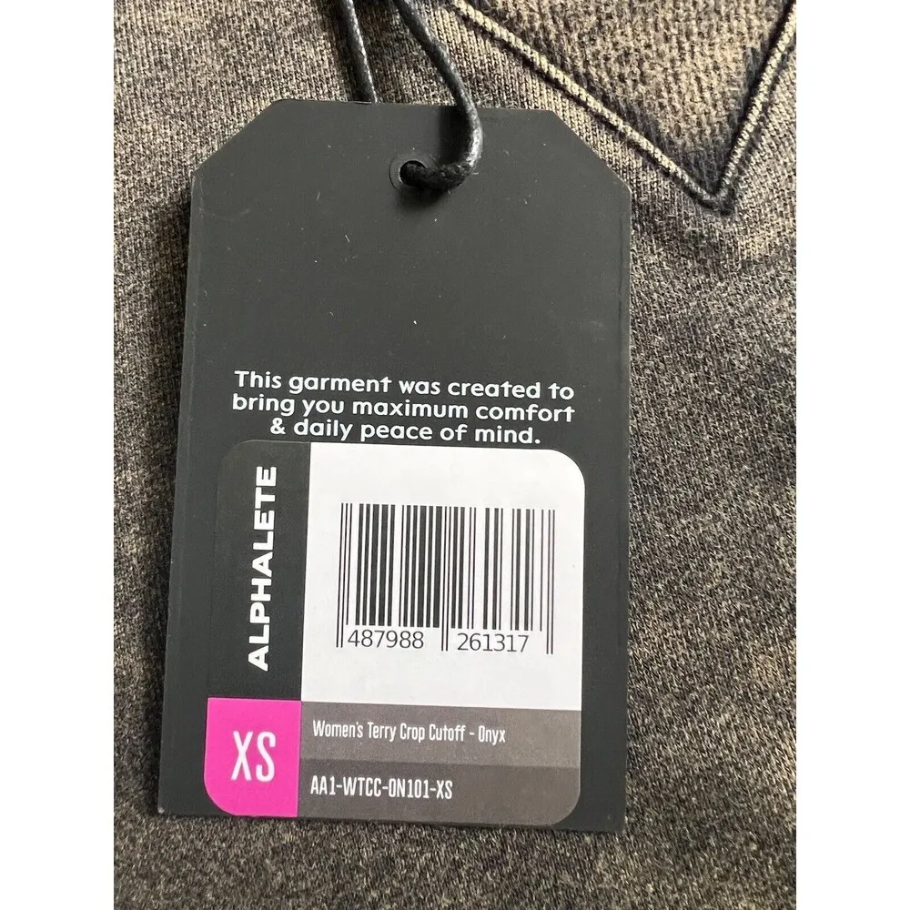 Women’s Alphalete  Very Terry Crop top Cutoff - Onyx , Size XS - Image 5