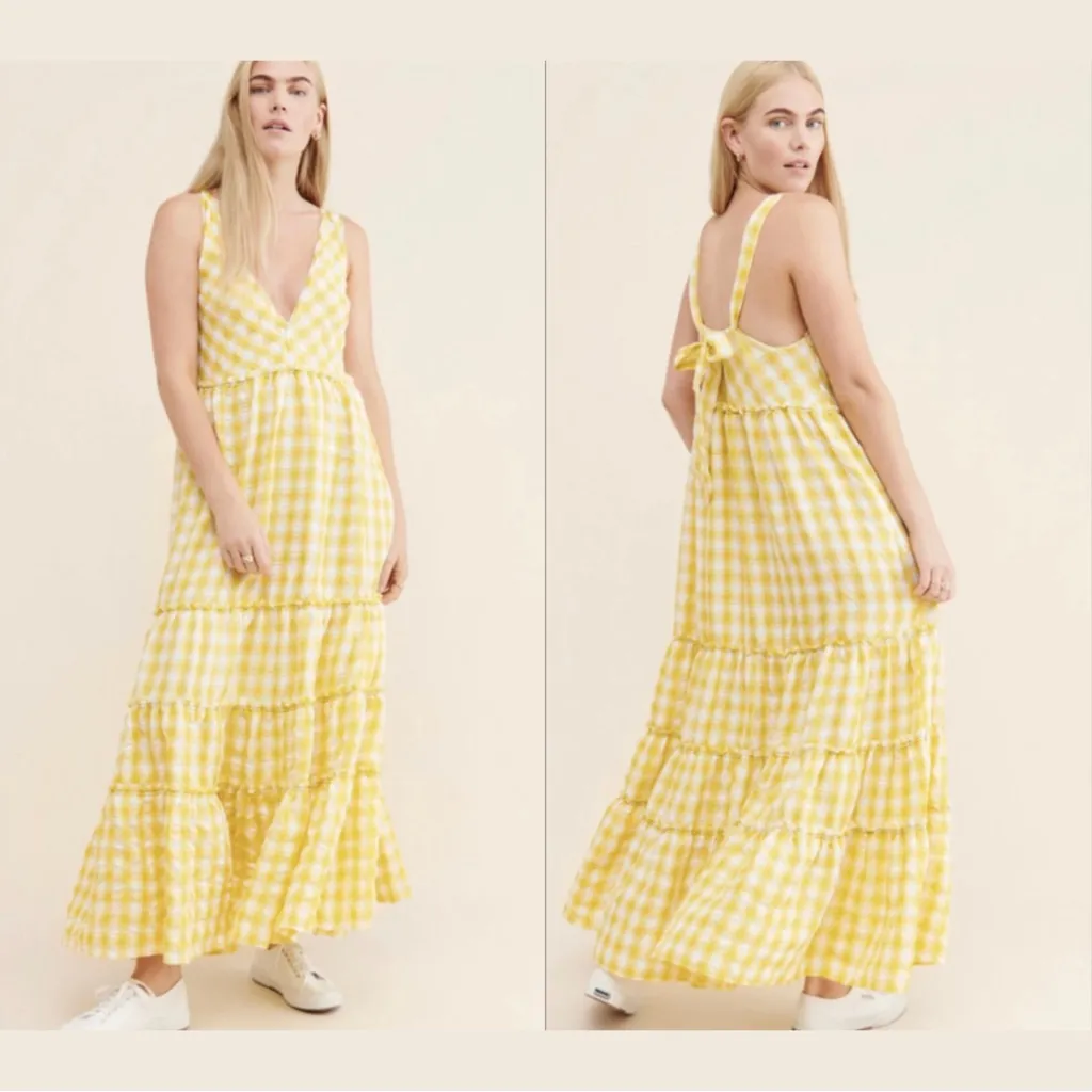 free people yellow gingham halter maxi dress - Image 2