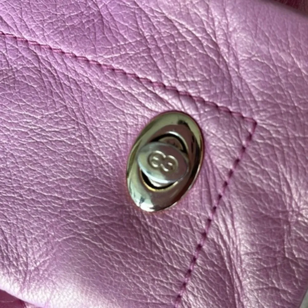 Vintage 90s Y2K Escada Leather Jacket Metallic Light Bubblegum Pink Cropped Moto - Image 10