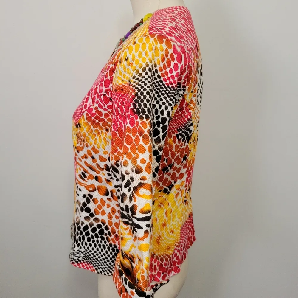 Mishca multicolored animal print embellished printed blazer size large - Image 4