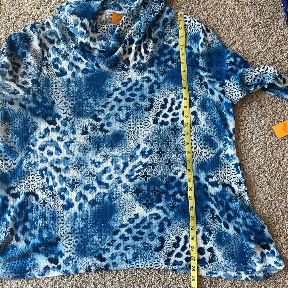 NWT Ruby Rd Woman Cowl Neck Sweater Size 2X Shades of Blue Lightweight R10 - Image 10