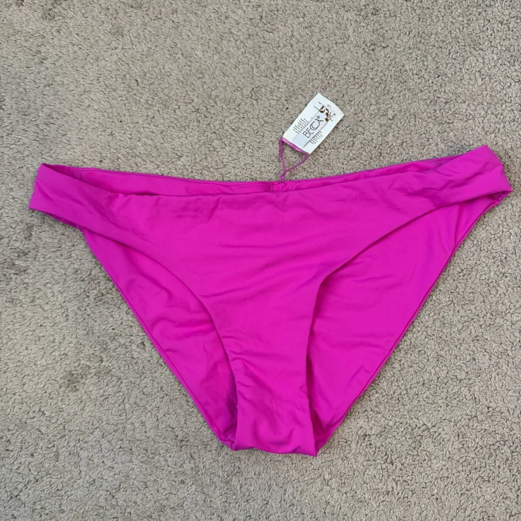 Becca Ruched‎ Back Hipster Bikini Bottom Pink L - Image 3