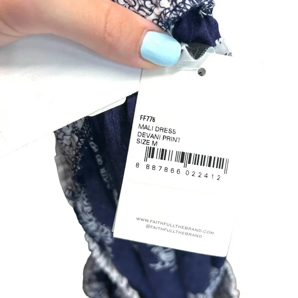 Faithfull the Brand Mali Dress in Devani Print Navy Blue Size US 6 - Image 11