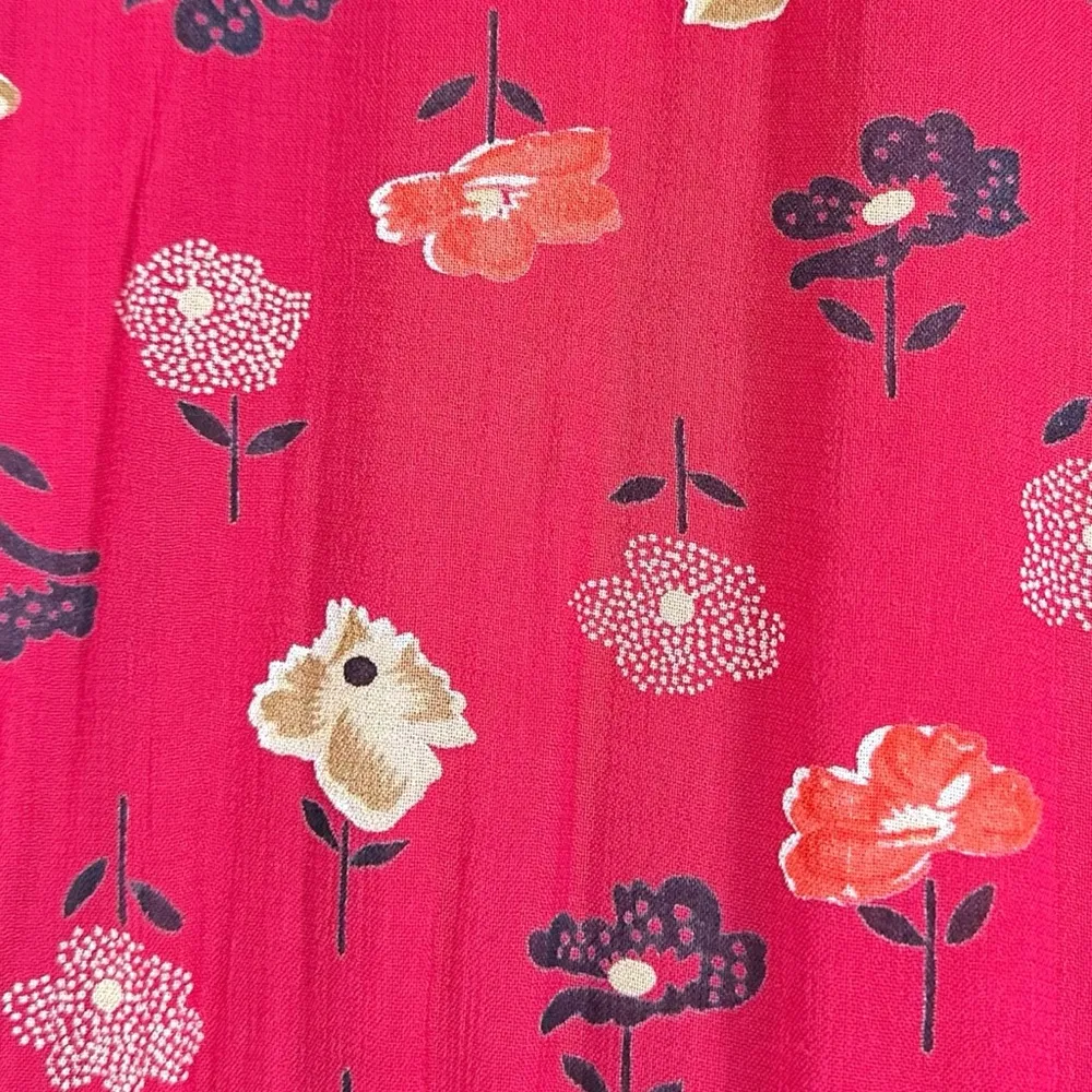 Vintage 90s Y2K Bohemian Floral Patchwork Midi Skirt Silky Ruffle Size Large - Image 5