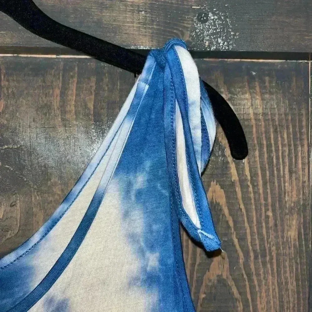 See You Monday Blue Tie-Dye Maxi Dress Boho Summer Beach Vacation M E15 - Image 6