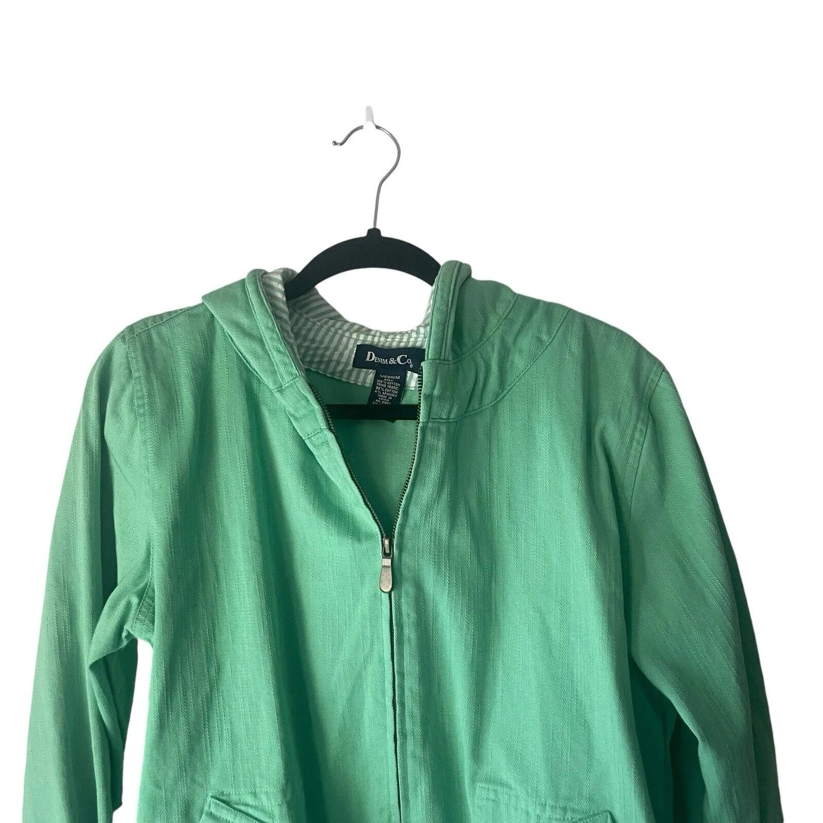 Denim &‎ CO Women's Size Medium Kelly Green Western Chore Coat Jacket - Image 2