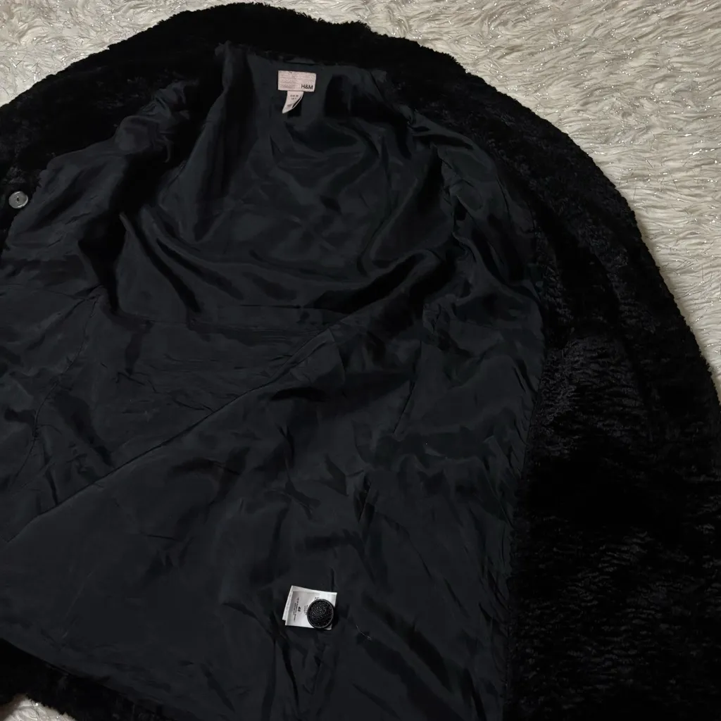 H&M Women’s Black Teddy Bear Jacket Coat Size 8 - Image 11