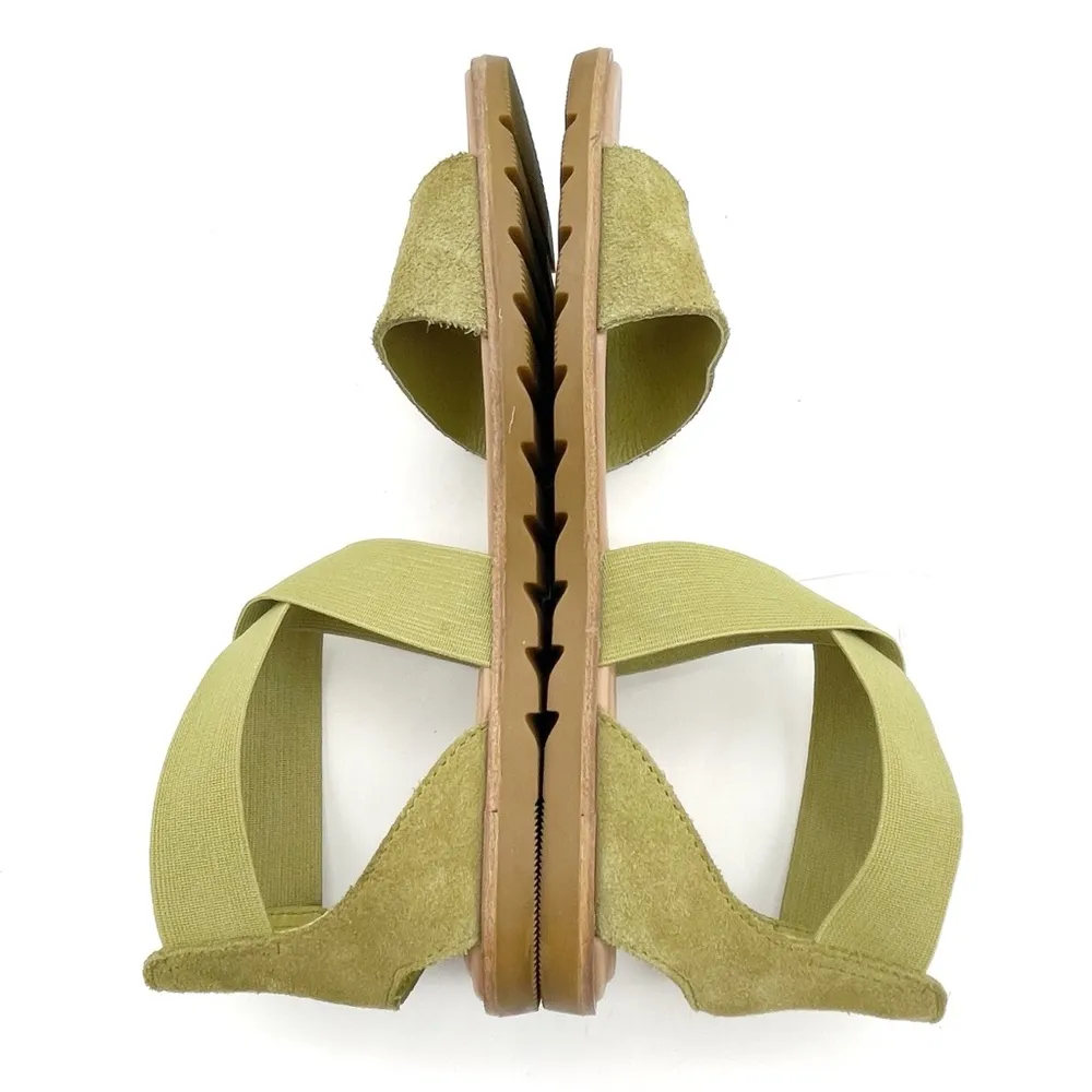 Sorel Ella II Sandals Olive Suede Elastic Strap Women’s Size 8 EU 39 Flat Summer - Image 10