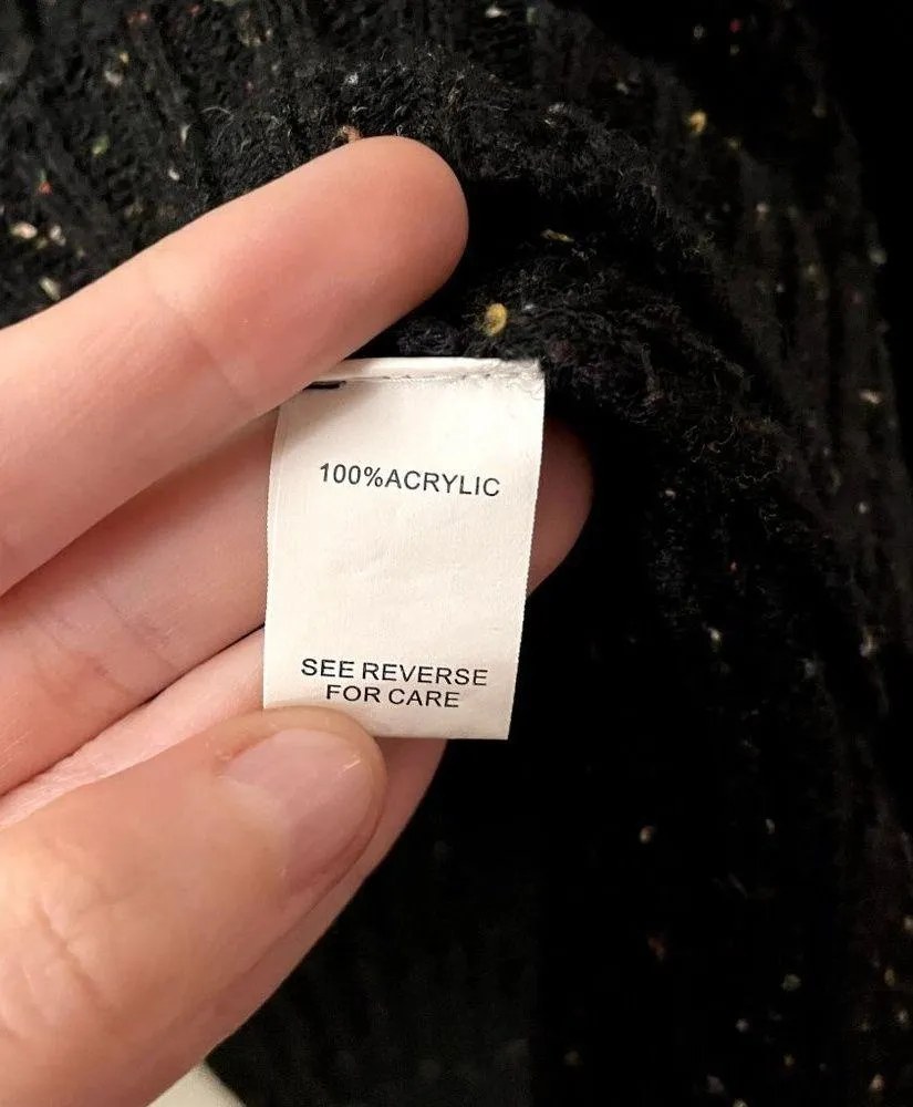 Moral Fiber cold shoulder long sleeved black knit sweater turtleneck top warm - Image 6