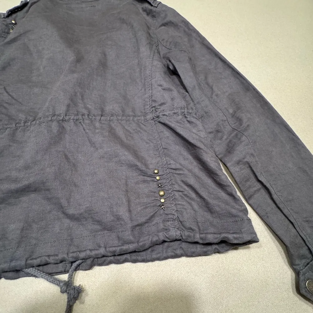 Vintage Free People Gray Utility Jacket with Stand-Up Collar - Image 7