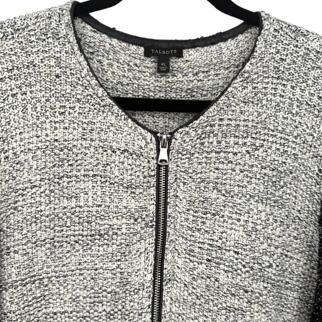 NWT Talbots Womens Tweed‎ Zip Front Jacket Cardigan Gray Size XL Career Office - Image 5