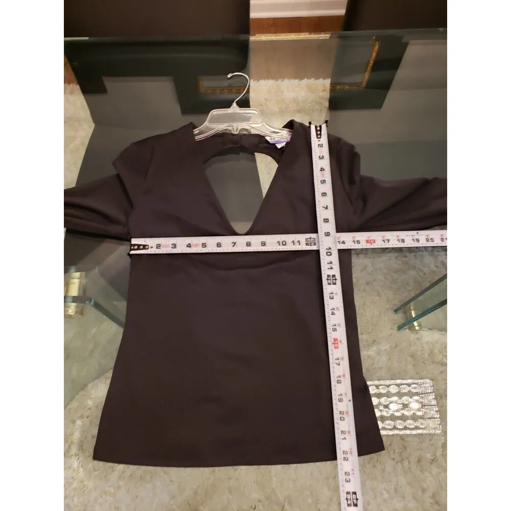 Future Collective Womens Black Cut Out Back V Neck Long Sleeve Top Blouse Size S - Image 12