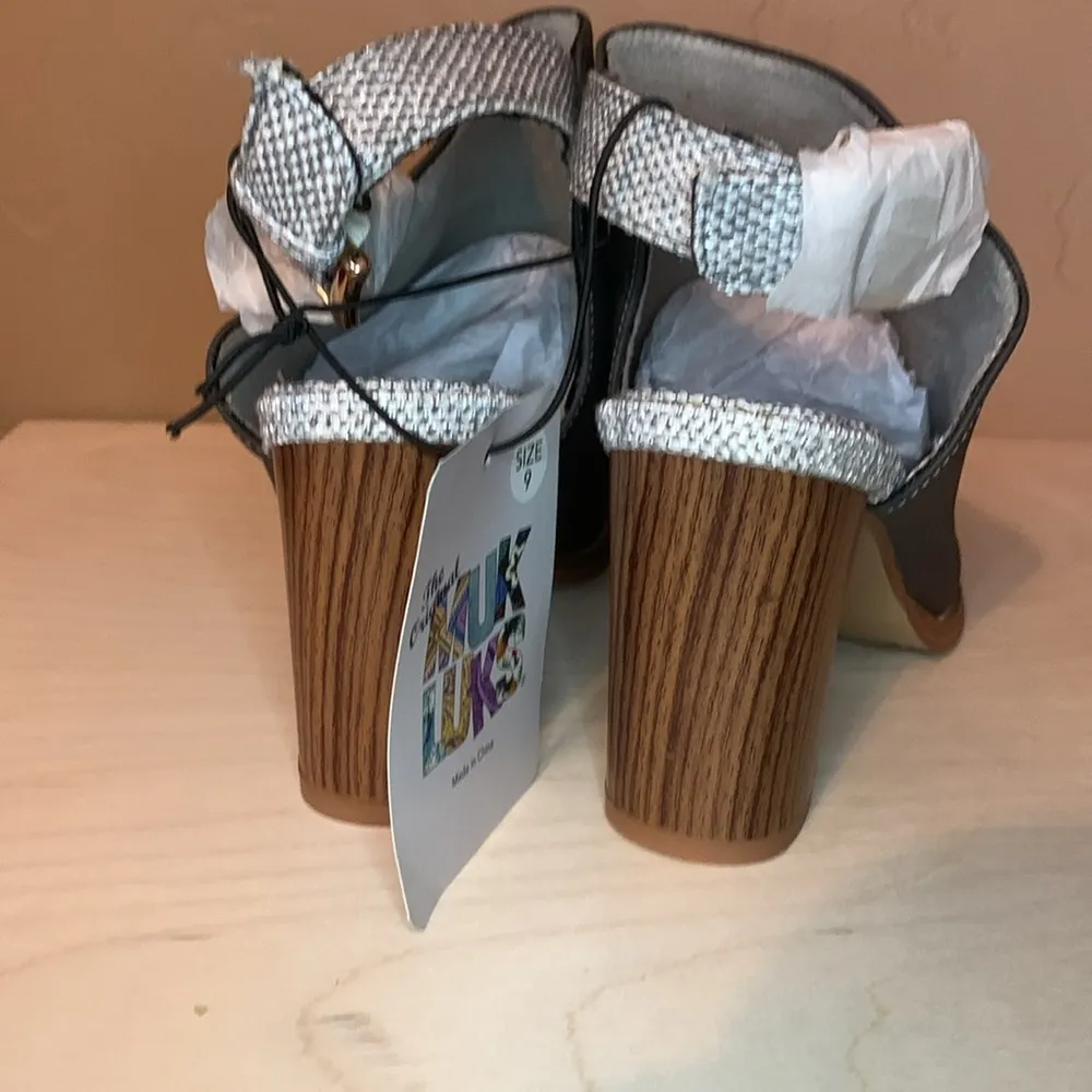 NEW MUK LUKS Womens Gray Brown Slingback Heels Sandals Shoes Size 9 - Image 2