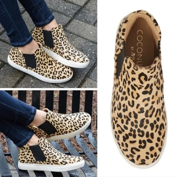Coconuts By Matisse Harlan Leopard Animal Print High Top Real Fur Sneakers 8.5 - Image 2