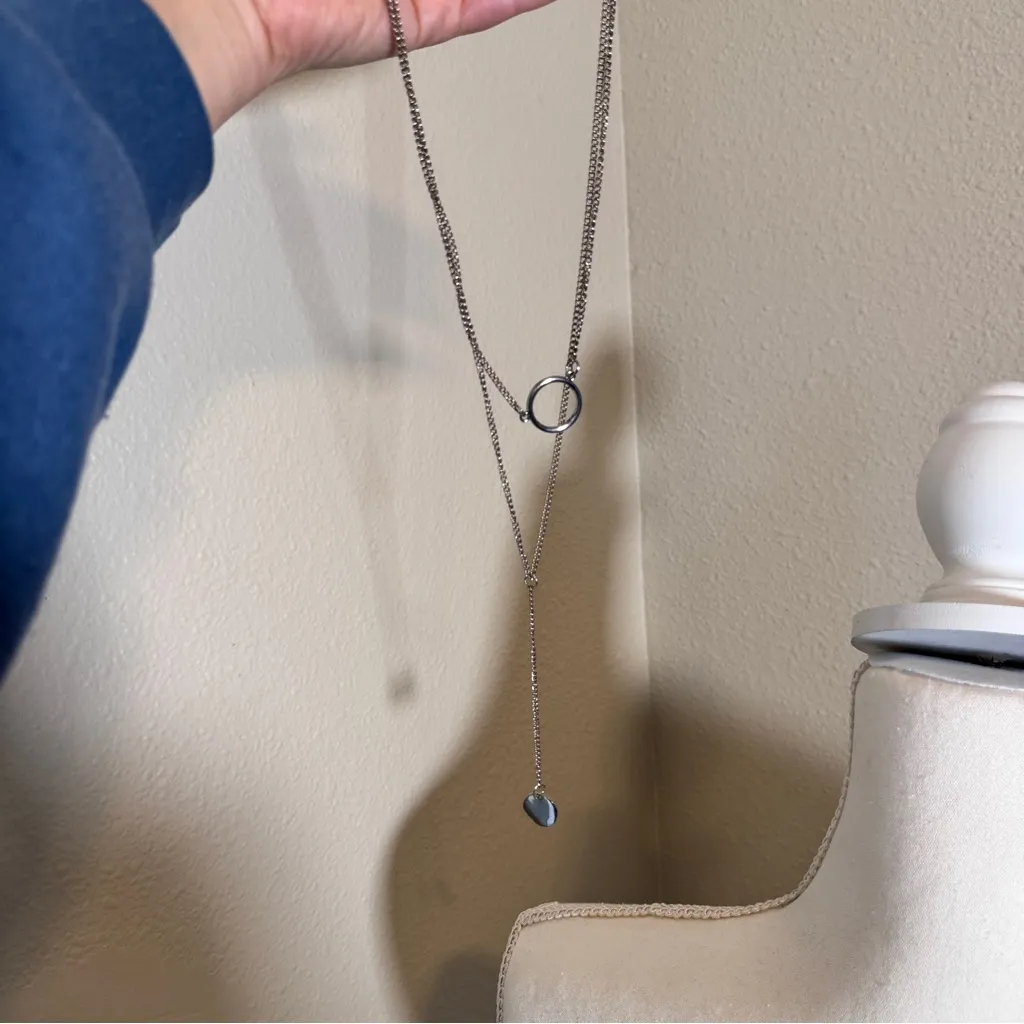 Silver Tone Chain Necklace Minimalist Layered - Image 2